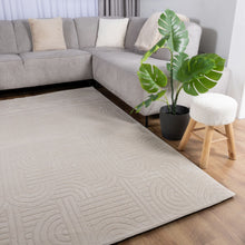 Load image into Gallery viewer, Crème Tapijt Wasbaar Laagpolig Vloerkleed met Anti Slip Koho Japandi Stijl Wasbaar op 30° - Koho Carpets