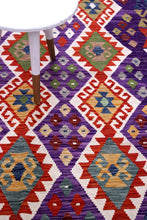 Load image into Gallery viewer, Kleurrijk Tapijt Laagpolig Handgeweven Wollen Vloerkleed - Koho Afghan Kelim 202x156
