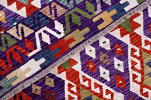 Load image into Gallery viewer, Kleurrijk Tapijt Laagpolig Handgeweven Wollen Vloerkleed - Koho Afghan Kelim 202x156