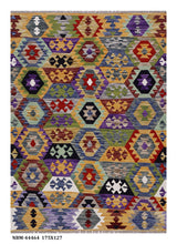 Load image into Gallery viewer, Kleurrijk Tapijt Laagpolig Handgeweven Wollen Vloerkleed - Koho Afghan Kelim 175x127