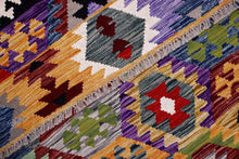 Load image into Gallery viewer, Kleurrijk Tapijt Laagpolig Handgeweven Wollen Vloerkleed - Koho Afghan Kelim 175x127