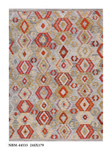 Load image into Gallery viewer, Kleurrijk Tapijt Laagpolig Handgeweven Wollen Vloerkleed - Koho Afghan Kelim 244x179