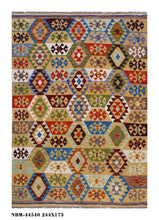Load image into Gallery viewer, Kleurrijk Tapijt Laagpolig Handgeweven Wollen Vloerkleed - Koho Afghan Kelim 244x173