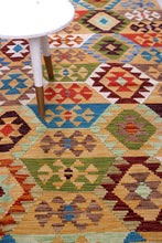 Load image into Gallery viewer, Kleurrijk Tapijt Laagpolig Handgeweven Wollen Vloerkleed - Koho Afghan Kelim 244x173