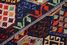 Load image into Gallery viewer, Kleurrijk Tapijt Laagpolig Handgeweven Wollen Vloerkleed - Koho Afghan Kelim 234x181