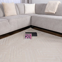 Load image into Gallery viewer, Crème Tapijt Wasbaar Laagpolig Vloerkleed met Anti Slip Koho Japandi Stijl Wasbaar op 30° - Koho Carpets