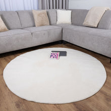 Load image into Gallery viewer, Crème Rond Tapijt Laagpolig Rond Vloerkleed met Anti Slip Koho Soft Comfort Wasbaar op 30°