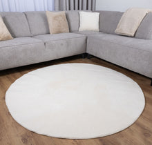 Load image into Gallery viewer, Crème Rond Tapijt Laagpolig Rond Vloerkleed met Anti Slip Koho Soft Comfort Wasbaar op 30°