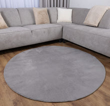 Load image into Gallery viewer, Grijs Rond Tapijt Laagpolig Rond Vloerkleed met Anti Slip Koho Soft Comfort Wasbaar op 30°