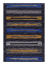 Load image into Gallery viewer, Blauw Tapijt Laagpolig Handgeweven Wollen Vloerkleed - Koho Afghan Modern Kelim 229x156