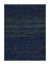 Load image into Gallery viewer, Blauw Tapijt Laagpolig Handgeweven Wollen Vloerkleed - Koho Afghan Modern Kelim 197x154