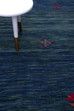 Load image into Gallery viewer, Blauw Tapijt Laagpolig Handgeweven Wollen Vloerkleed - Koho Afghan Modern Kelim 197x154