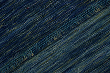 Load image into Gallery viewer, Blauw Tapijt Laagpolig Handgeweven Wollen Vloerkleed - Koho Afghan Modern Kelim 197x154