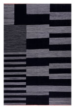 Load image into Gallery viewer, Grijs/Zwart Tapijt Laagpolig Handgeweven Wollen Vloerkleed - Koho Afghan Modern Kelim 299x201