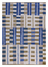 Load image into Gallery viewer, Blauw Tapijt Laagpolig Handgeweven Wollen Vloerkleed - Koho Afghan Modern Kelim 288x199