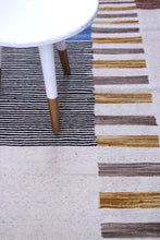 Load image into Gallery viewer, Blauw Tapijt Laagpolig Handgeweven Wollen Vloerkleed - Koho Afghan Modern Kelim 143x108