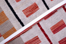 Load image into Gallery viewer, Rood Tapijt Laagpolig Handgeweven Wollen Vloerkleed - Koho Afghan Modern Kelim 221x168