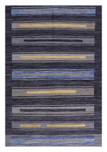 Load image into Gallery viewer, Antraciet Tapijt Laagpolig Handgeweven Wollen Vloerkleed - Koho Afghan Modern Kelim 231x158