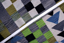 Load image into Gallery viewer, Groen Tapijt Laagpolig Handgeweven Wollen Vloerkleed - Koho Afghan Modern Kelim 285x202