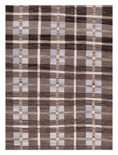 Load image into Gallery viewer, Bruin Tapijt Laagpolig Handgeweven Wollen Vloerkleed - Koho Afghan Modern Kelim 221x163