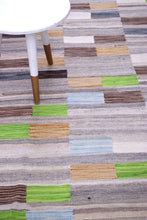 Load image into Gallery viewer, Grijs Tapijt Laagpolig Handgeweven Wollen Vloerkleed - Koho Afghan Modern Kelim 292x197