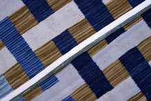 Load image into Gallery viewer, Blauw Tapijt Laagpolig Handgeweven Wollen Vloerkleed - Koho Afghan Modern Kelim 188x146