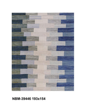 Load image into Gallery viewer, Blauw Tapijt Laagpolig Handgeweven Wollen Vloerkleed - Koho Afghan Modern Kelim 193x154