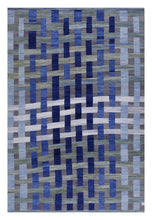Load image into Gallery viewer, Blauw Tapijt Laagpolig Handgeweven Wollen Vloerkleed - Koho Afghan Modern Kelim 296x203