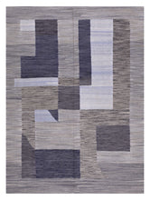Load image into Gallery viewer, Grijs Tapijt Laagpolig Handgeweven Wollen Vloerkleed - Koho Afghan Modern Kelim 225x165