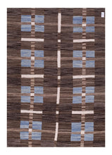 Load image into Gallery viewer, Bruin Tapijt Laagpolig Handgeweven Wollen Vloerkleed - Koho Afghan Modern Kelim 177x121