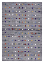 Load image into Gallery viewer, Grijs Tapijt Laagpolig Handgeweven Wollen Vloerkleed - Koho Afghan Modern Kelim 239x155