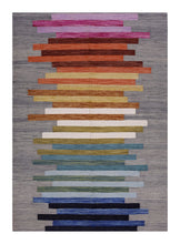 Load image into Gallery viewer, Kleurrijk Tapijt Laagpolig Handgeweven Wollen Vloerkleed - Koho Afghan Modern Kelim 295x205