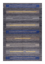 Load image into Gallery viewer, Blauw Tapijt Laagpolig Handgeweven Wollen Vloerkleed - Koho Afghan Modern Kelim 303x203
