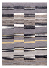 Load image into Gallery viewer, Grijs Tapijt Laagpolig Handgeweven Wollen Vloerkleed - Koho Afghan Modern Kelim 229x160