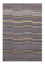 Load image into Gallery viewer, Grijs Tapijt Laagpolig Handgeweven Wollen Vloerkleed - Koho Afghan Modern Kelim 227x148