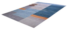Load image into Gallery viewer, Blauw Tapijt Laagpolig Handgeweven Wollen Vloerkleed - Koho Afghan Modern Kelim 346x245