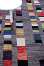 Load image into Gallery viewer, Grijs Tapijt Laagpolig Handgeweven Wollen Vloerkleed - Koho Afghan Modern Kelim 189x156