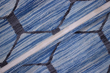 Load image into Gallery viewer, Blauw Tapijt Laagpolig Handgeweven Wollen Vloerkleed - Koho Afghan Modern Kelim 199x151