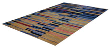 Load image into Gallery viewer, Blauw Tapijt Laagpolig Handgeweven Wollen Vloerkleed - Koho Afghan Modern Kelim 290x212