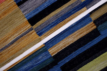 Load image into Gallery viewer, Blauw Tapijt Laagpolig Handgeweven Wollen Vloerkleed - Koho Afghan Modern Kelim 290x212
