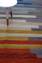 Load image into Gallery viewer, Kleurrijk Tapijt Laagpolig Handgeweven Wollen Vloerkleed - Koho Afghan Modern Kelim 295x205
