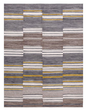 Load image into Gallery viewer, Bruin Tapijt Laagpolig Handgeweven Wollen Vloerkleed - Koho Afghan Modern Kelim 201x146