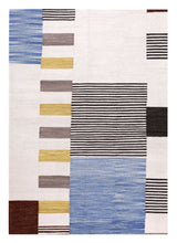 Load image into Gallery viewer, Blauw Tapijt Laagpolig Handgeweven Wollen Vloerkleed - Koho Afghan Modern Kelim 230x156