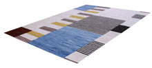 Load image into Gallery viewer, Blauw Tapijt Laagpolig Handgeweven Wollen Vloerkleed - Koho Afghan Modern Kelim 230x156