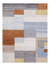 Load image into Gallery viewer, Kleurrijk Tapijt Laagpolig Handgeweven Wollen Vloerkleed - Koho Afghan Modern Kelim 202x148
