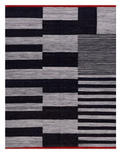 Load image into Gallery viewer, Zwart Tapijt Laagpolig Handgeweven Wollen Vloerkleed - Koho Afghan Modern Kelim 200x155