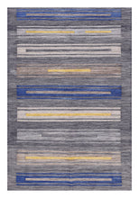 Load image into Gallery viewer, Blauw Tapijt Laagpolig Handgeweven Wollen Vloerkleed - Koho Afghan Modern Kelim 225x155
