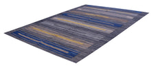 Load image into Gallery viewer, Blauw Tapijt Laagpolig Handgeweven Wollen Vloerkleed - Koho Afghan Modern Kelim 225x155