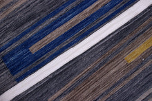 Load image into Gallery viewer, Blauw Tapijt Laagpolig Handgeweven Wollen Vloerkleed - Koho Afghan Modern Kelim 225x155