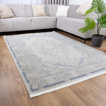 Load image into Gallery viewer, Blauw en Grijs Tapijt Laagpolig Vloerkleed Koho Beige Essence